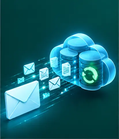 Emails and files backed up to a protected cloud